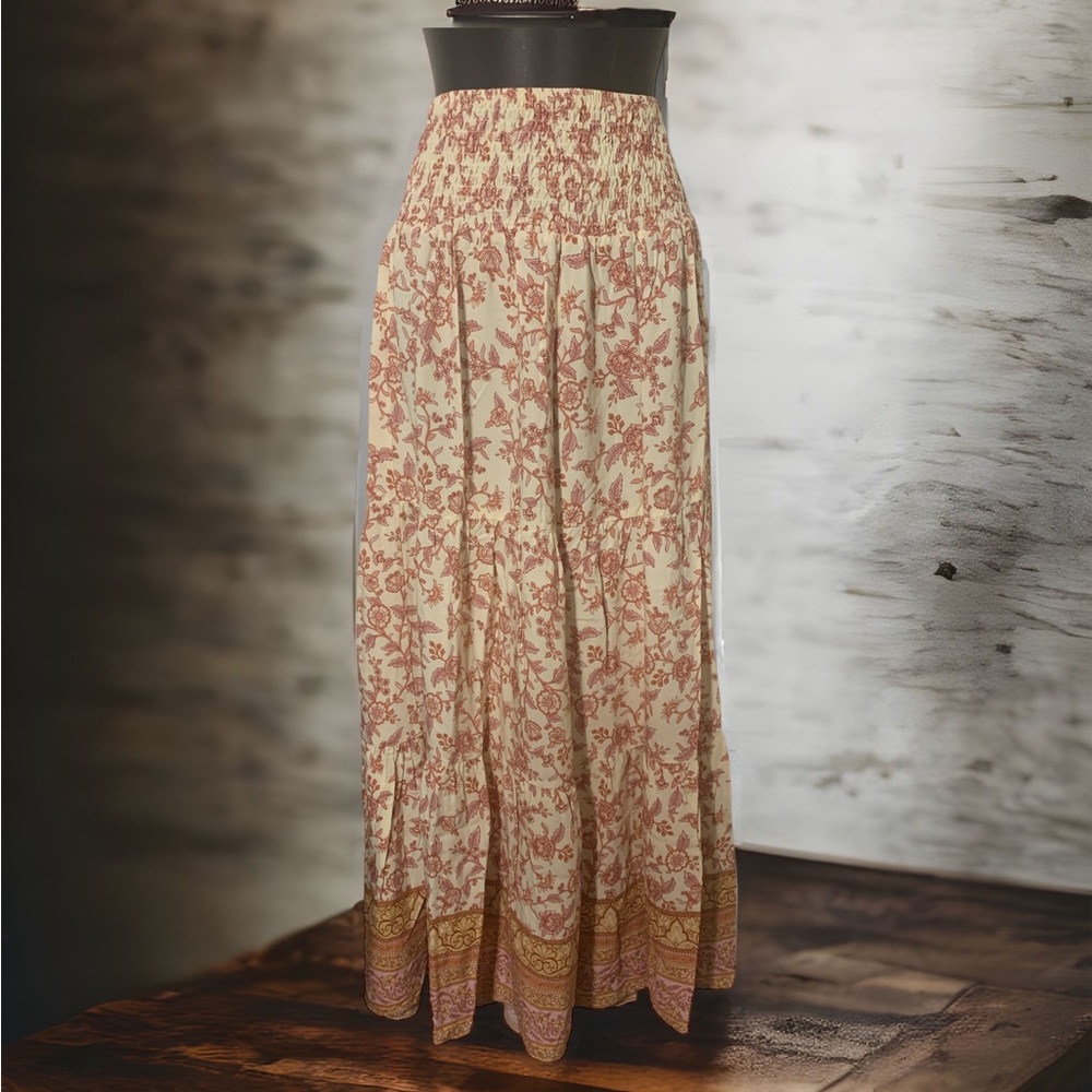 Miracle ,feminine ladies maxi floral flowing skirt with wide elastic waist - Picture 1 of 5